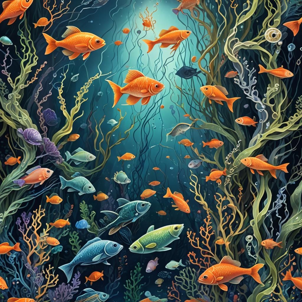 Underwater String Symphony: A Fantasy Concept Art