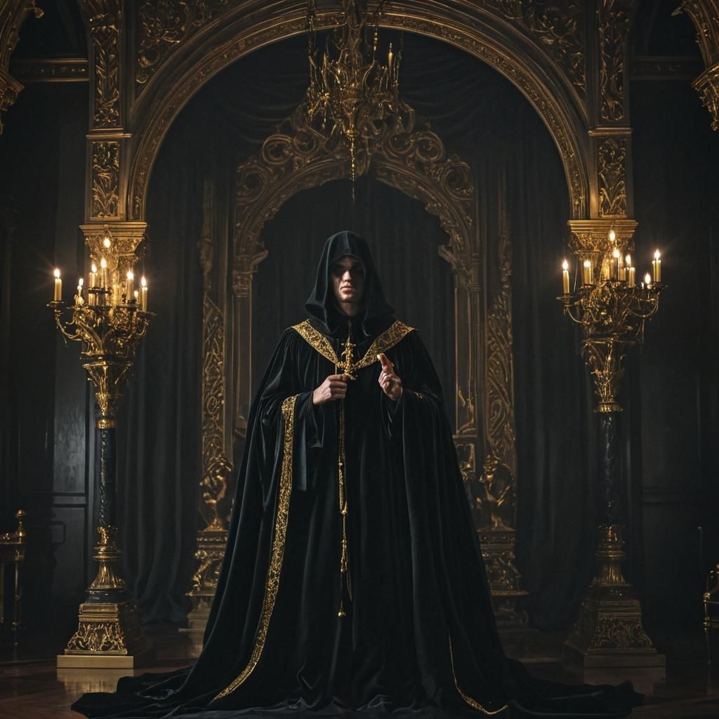 Cloaked Figure in Spanish Inquisition Throne Room