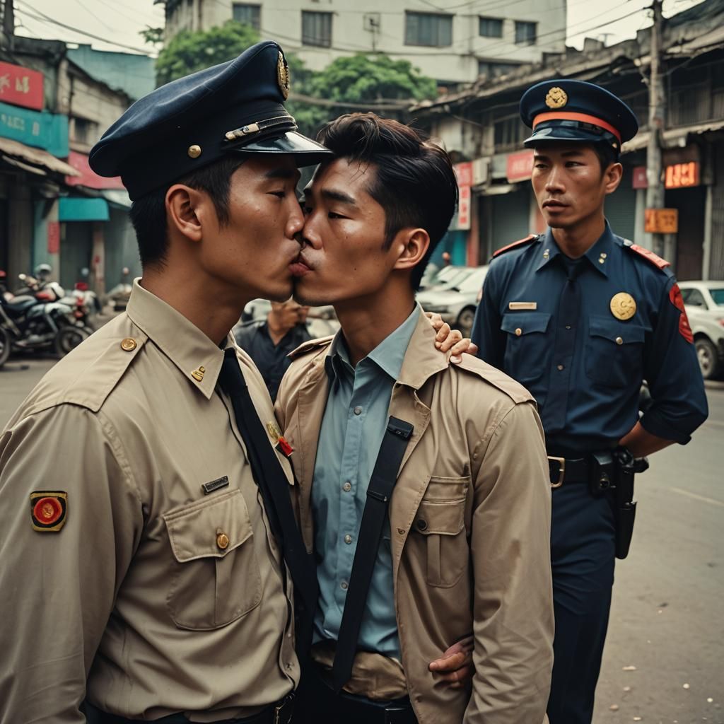 Gay Vietnamese Detectives Share a Deep Kiss