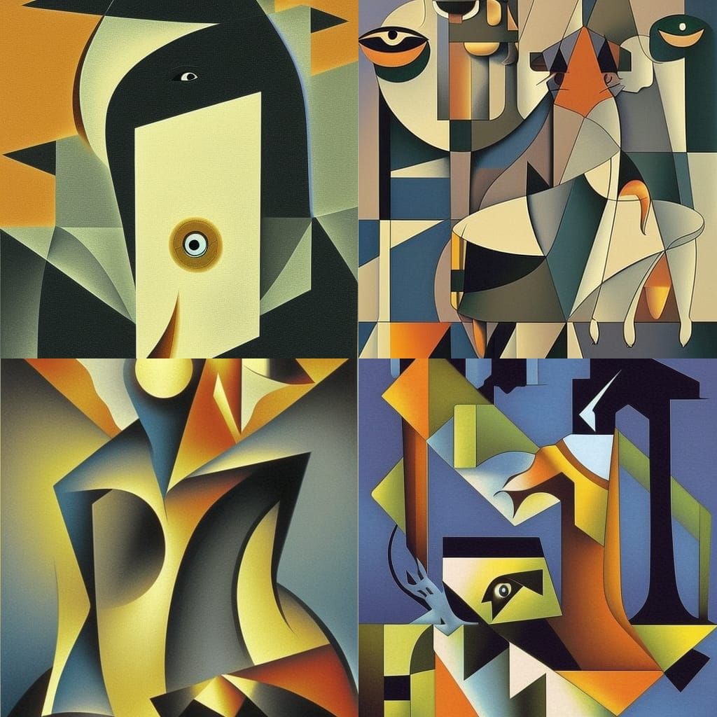 Surreal Hybrid Creatures Reflecting Landscapes, Abstract Cub...