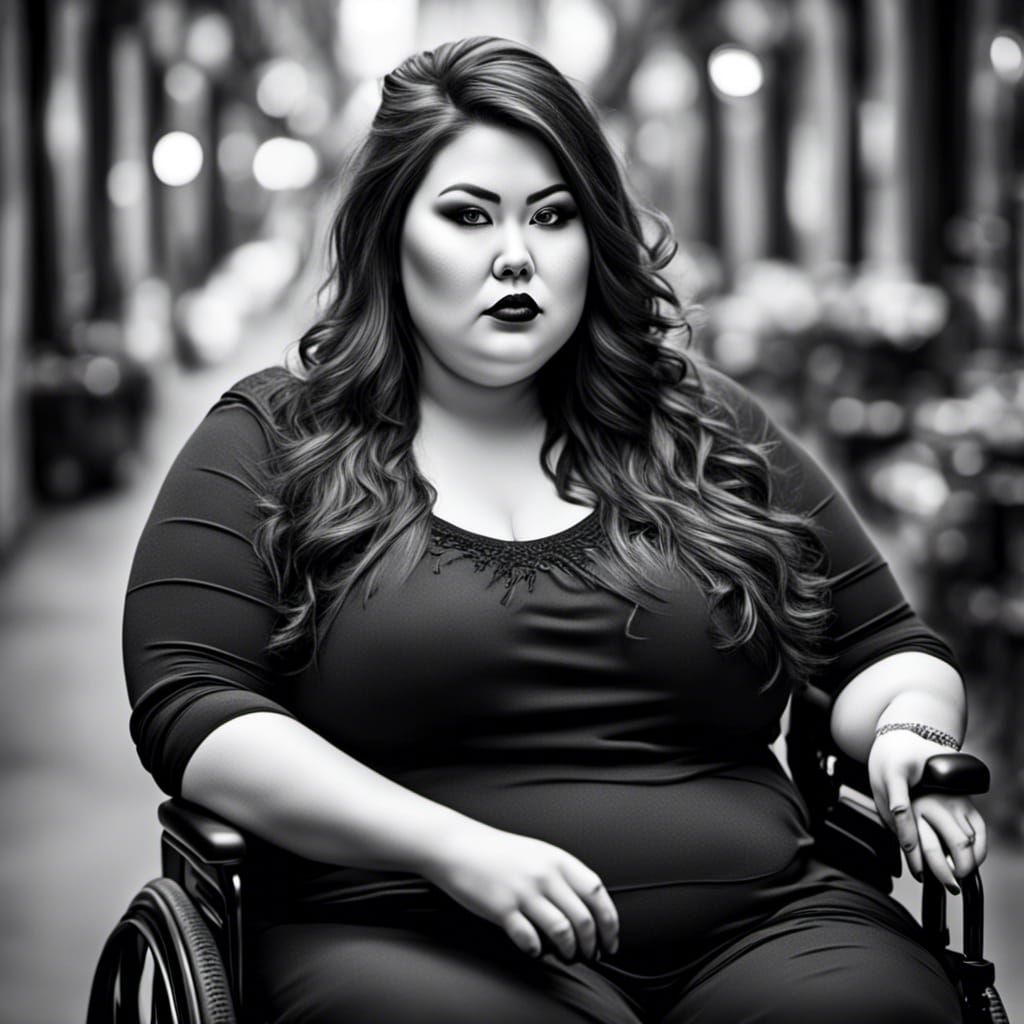 Plus-Size Woman in Wheelchair: Photorealistic Portrait