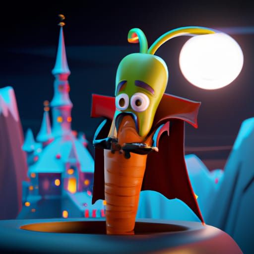 Carrot Dracula in Costume: 3D Digital Art