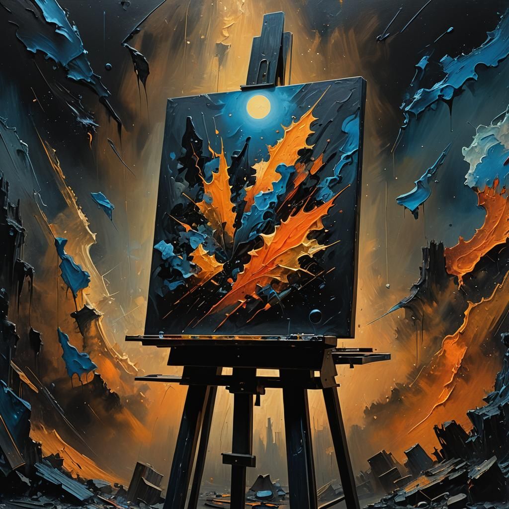 Surreal Dream on Easel: A Dark Fantasy Concept