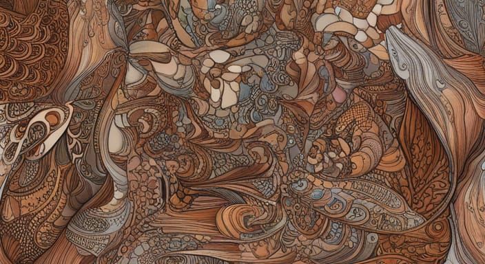 Gondwana Flora and Fauna in Fractal Zentangle Style