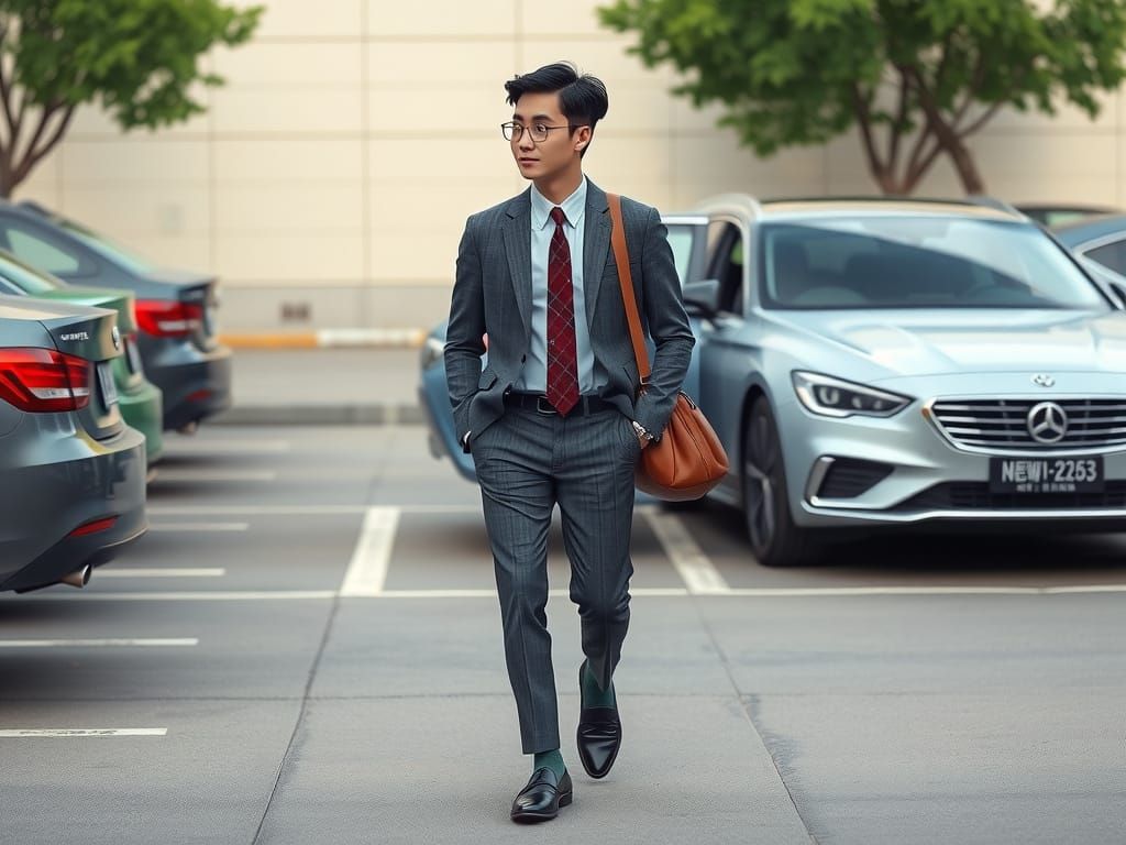 Young Engineer Embarks on Morning Commute in Style