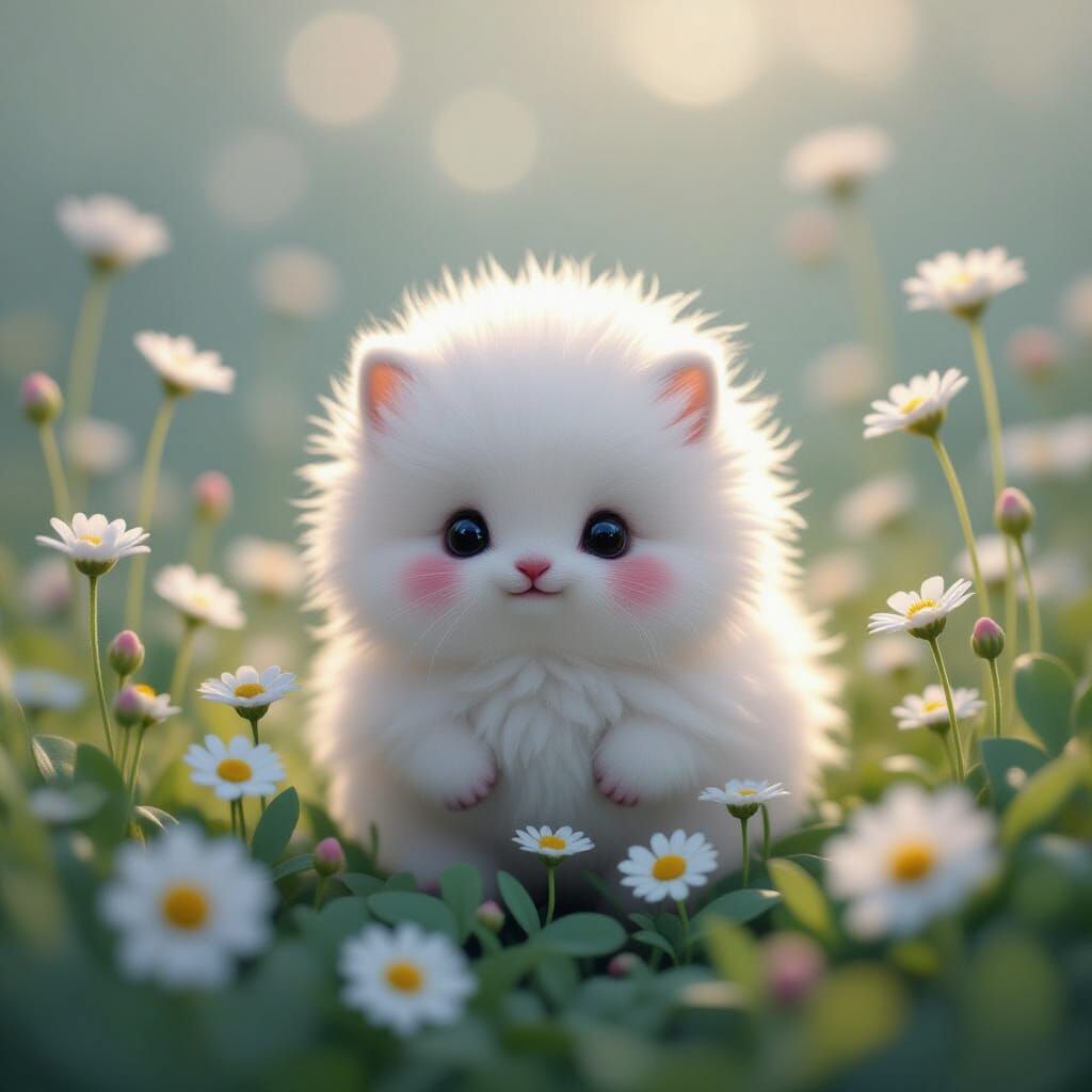 Dreamy Fluffy Creature in Pastel Hues