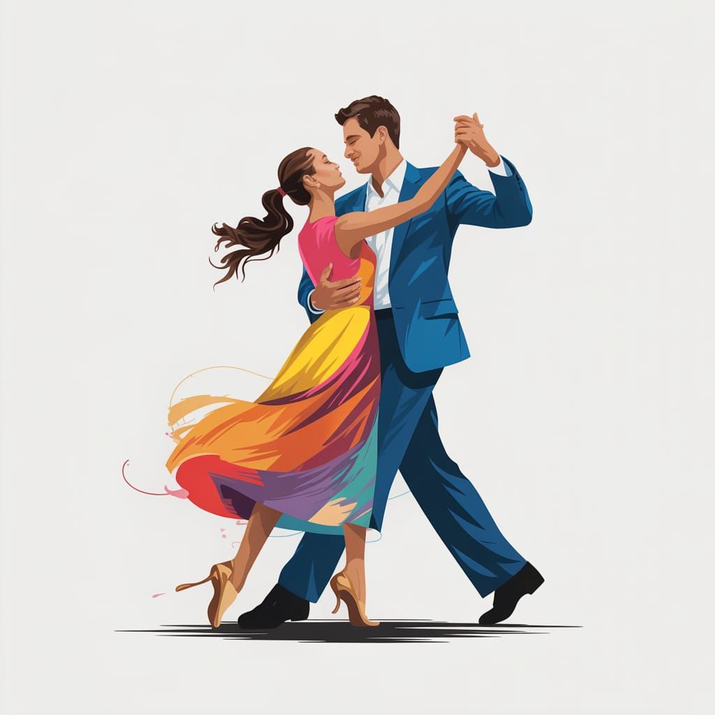 Intimate Dancing Couple in Bright Vector Design