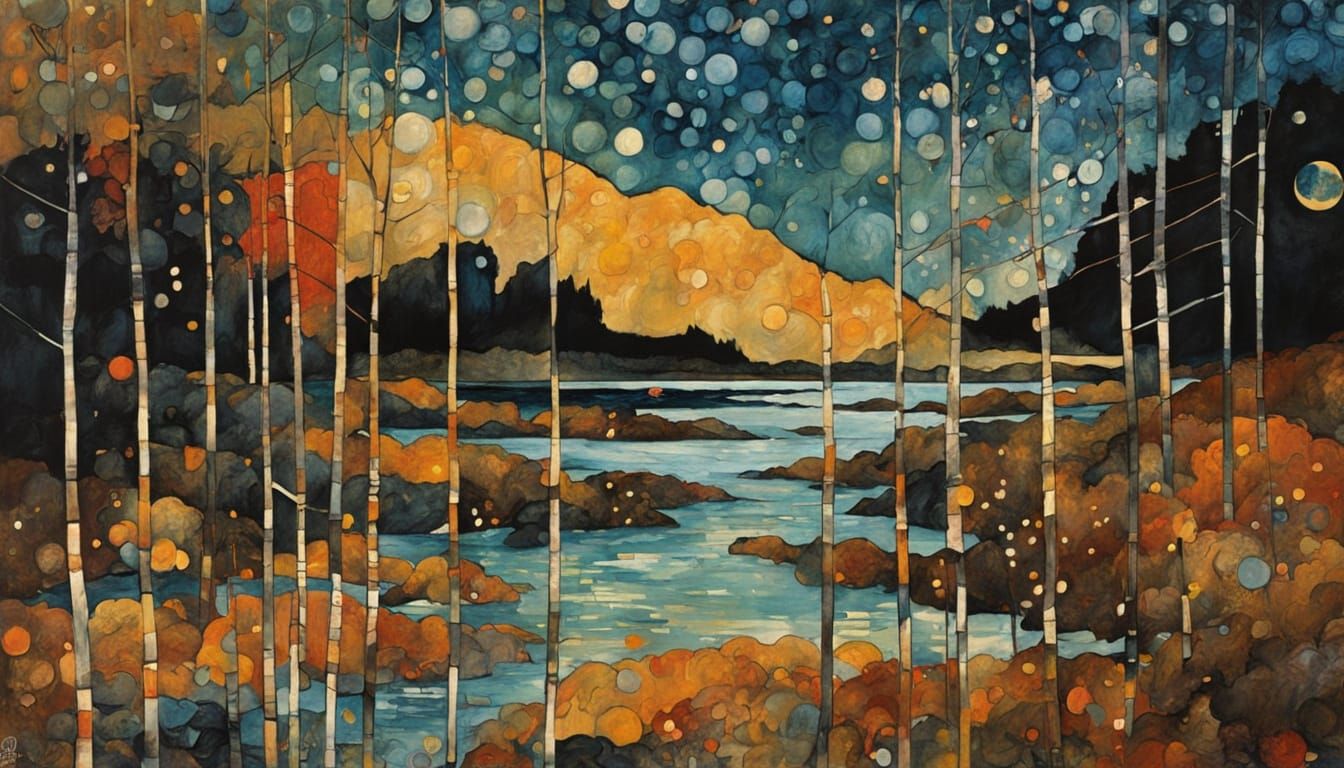 Crystalline Night in Abstract Art Style