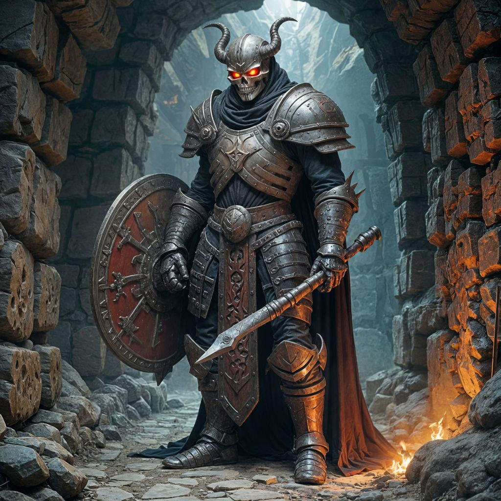 Dark Fantasy Warrior in a Medieval Dungeon