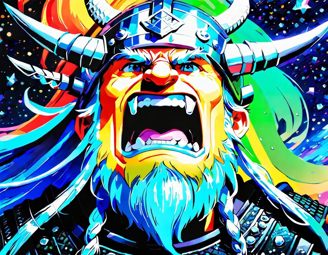 Fierce Anime Viking Warrior in Sparkling Battlefield
