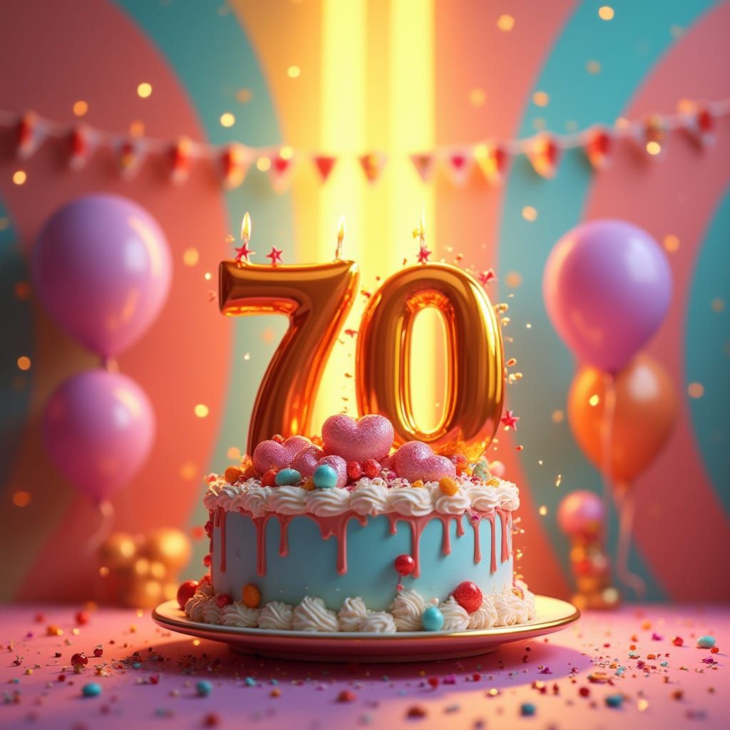 Vibrant 70th Birthday Celebration in a Whimsical Pixar-Inspi...