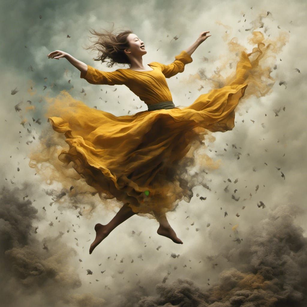 Woman Leaping for Joyful Celebration