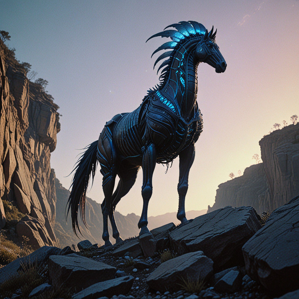 Ethereal Alien on a Nebula-Shrouded Outcropping