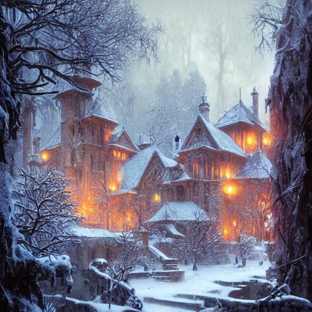 Crystal Castle in Winter: Digital Painting