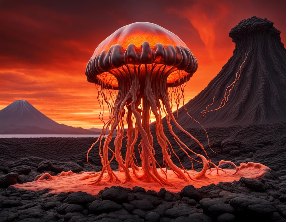 Lava Sculpture: Alien Jellyfish Volcanic Art