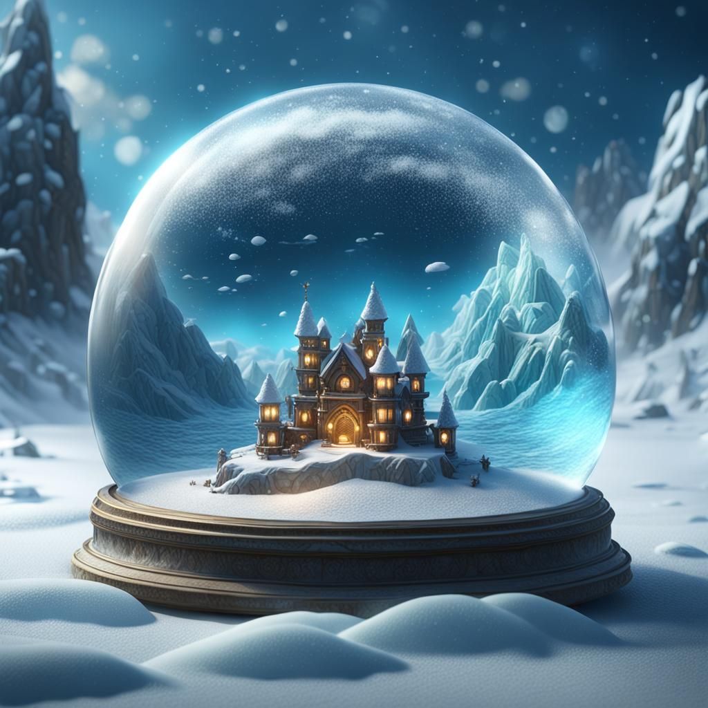 Island in Frozen Ocean Snow Globe