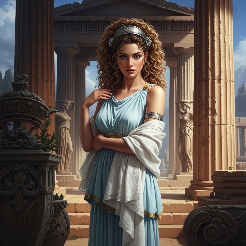 Goddess of Obedience in Ancient Greek Temple - Matte Paintin...