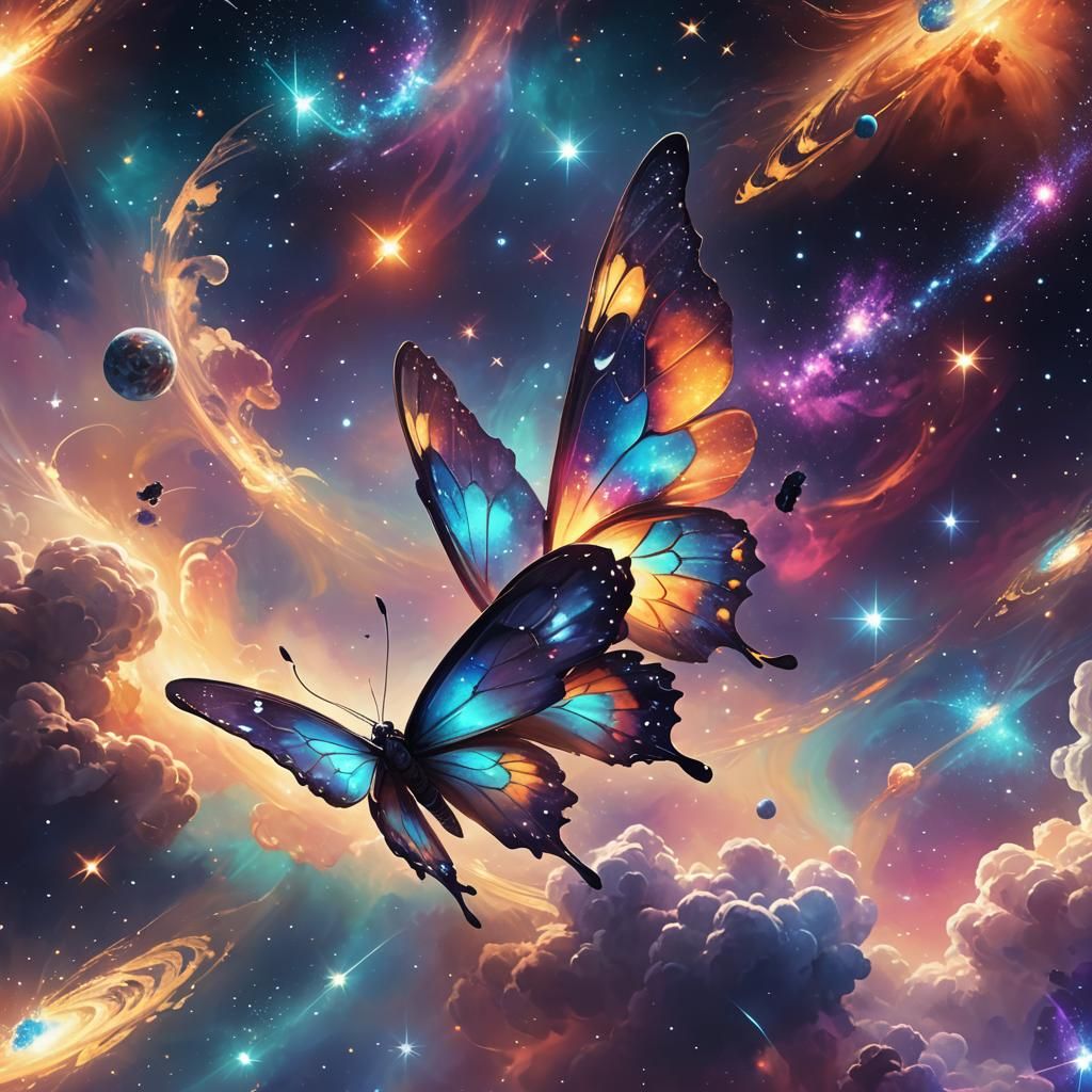 Galaxy Butterfly Concept Art in Fantasy Style