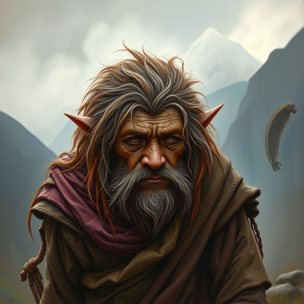 Sad Wild Man in Nepal, Inspired by Earthy Mysticism