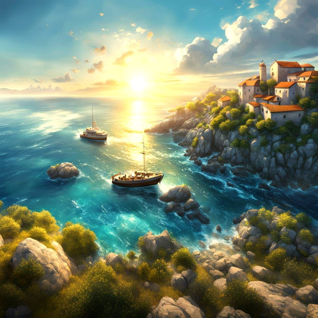 Dalmatian Coastline in Vibrant Hues and Rocky Terrain