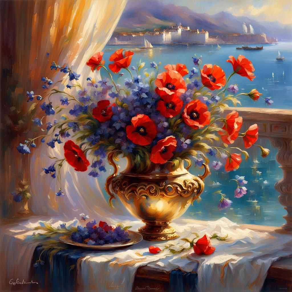 Beautiful flowers at sunset.