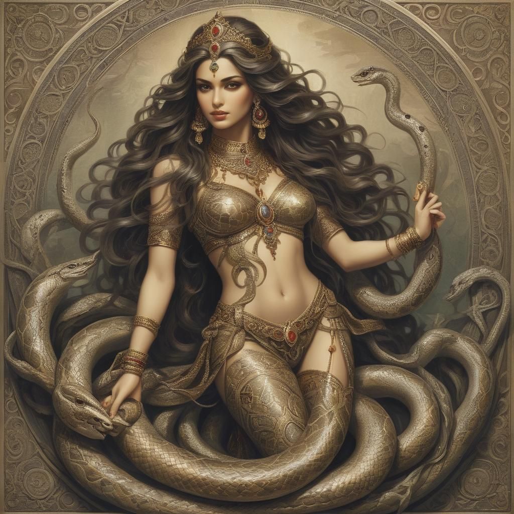 Shahmaran: Snake Queen in Botticelli Style