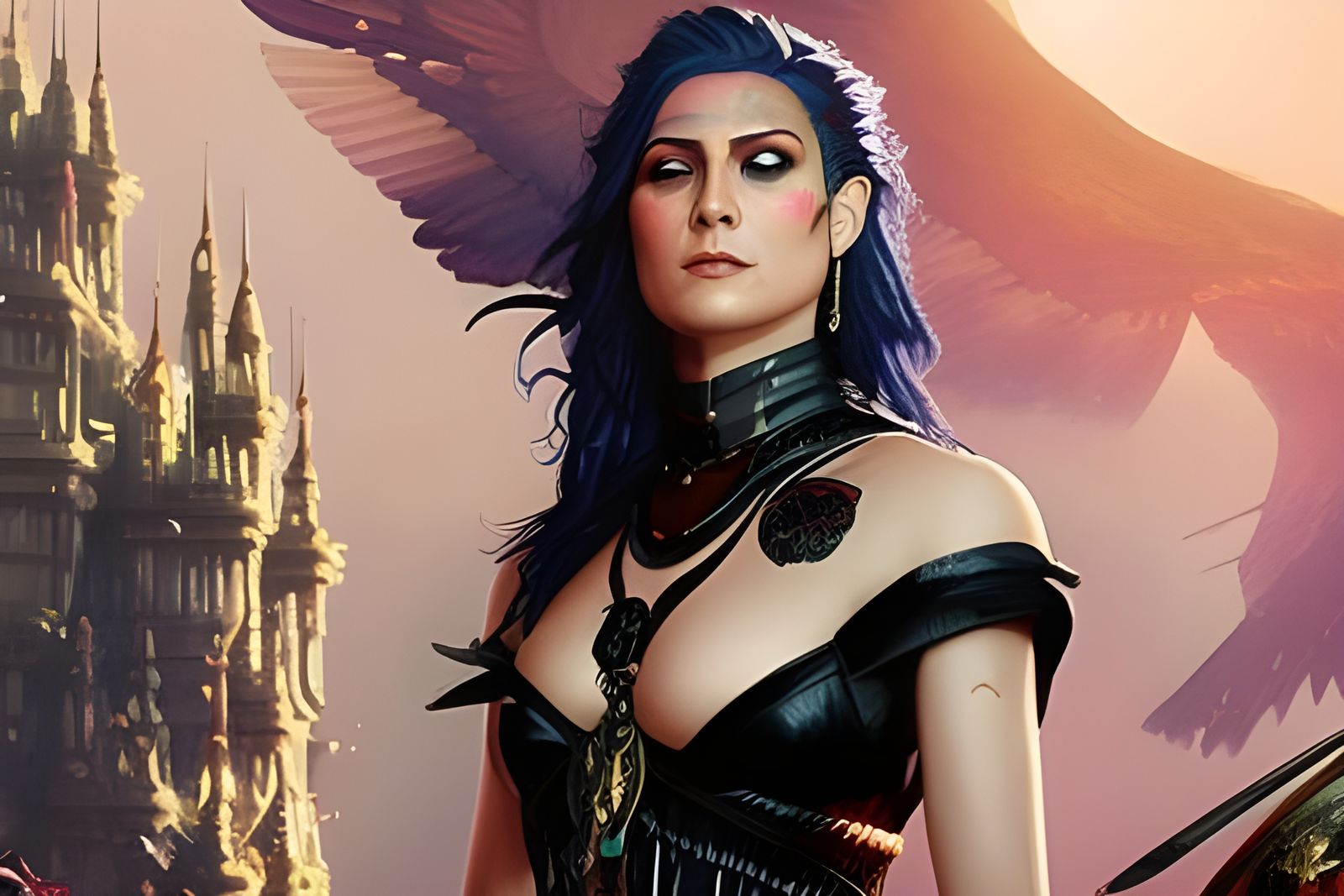 Goth Musicians Ride Winged Shaman Creature in Detailed Art