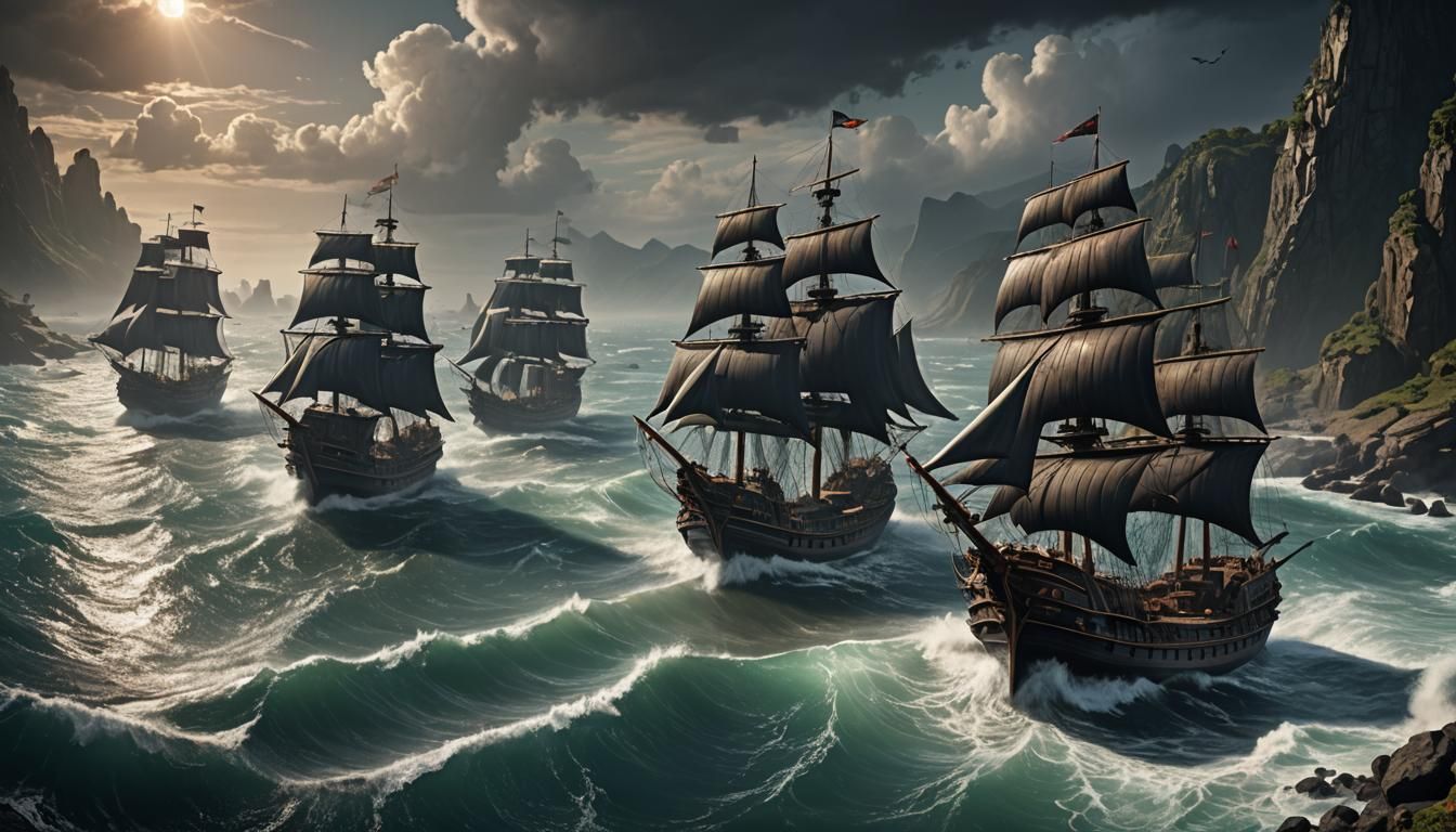 Dark Fleet Approaches the Kingdom in a Gritty Fantasy Aesthe...