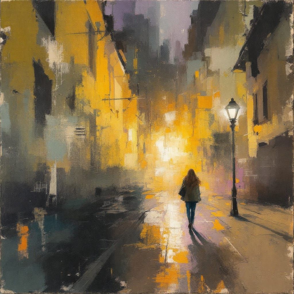 Atmospheric Streets in Luminous Gestural Style
