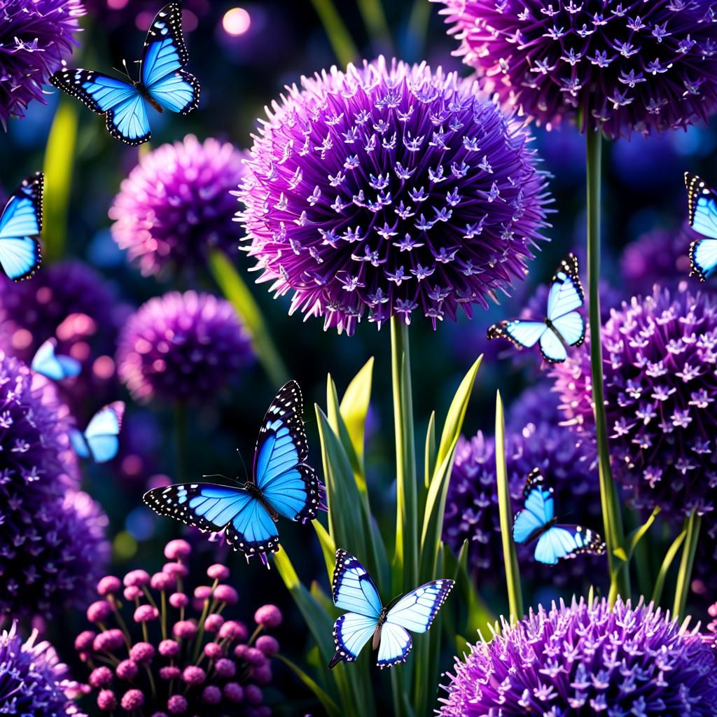Luminous Alliums and Butterflies in 3D