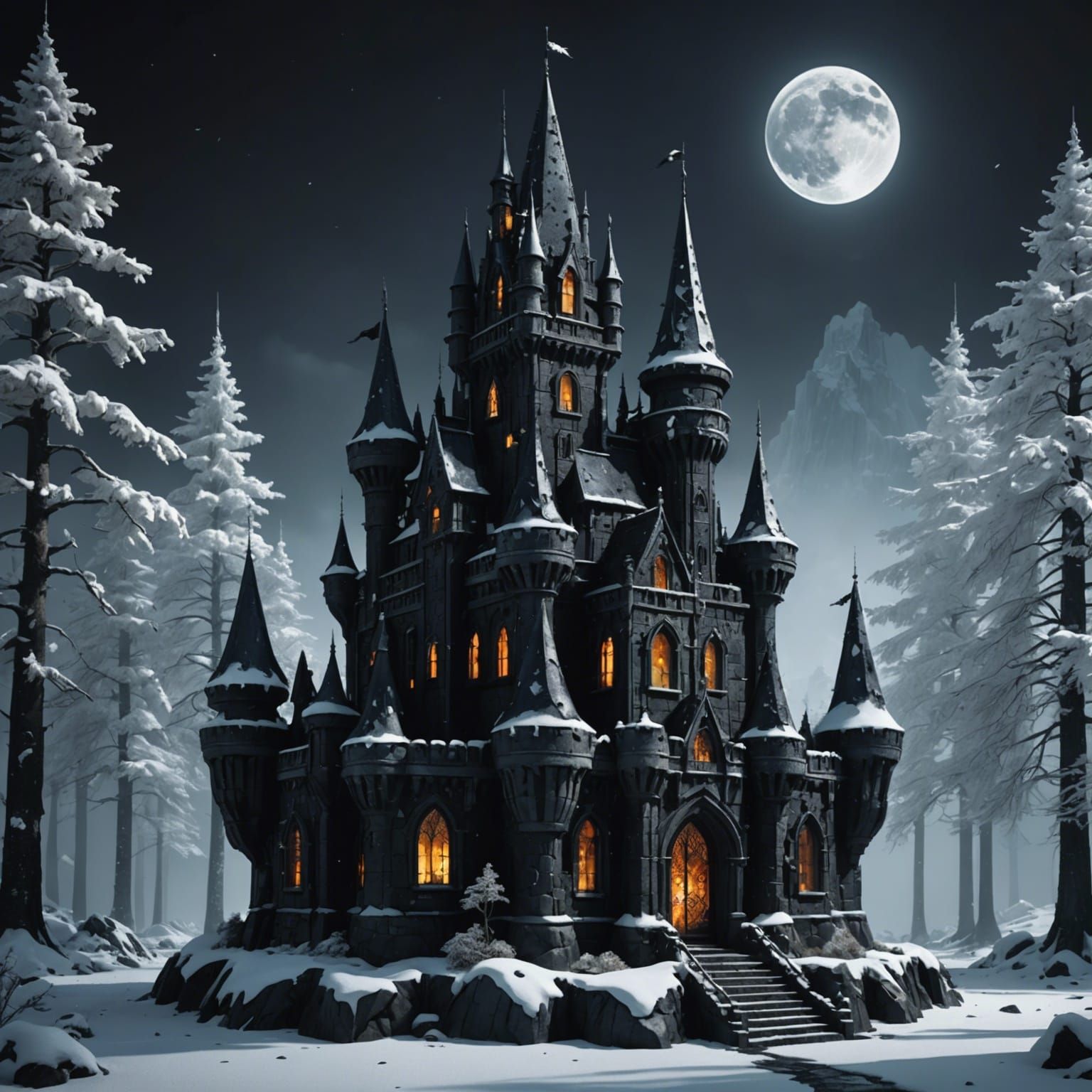 Granite Snow Fairy Castle Sculpture in High Detail