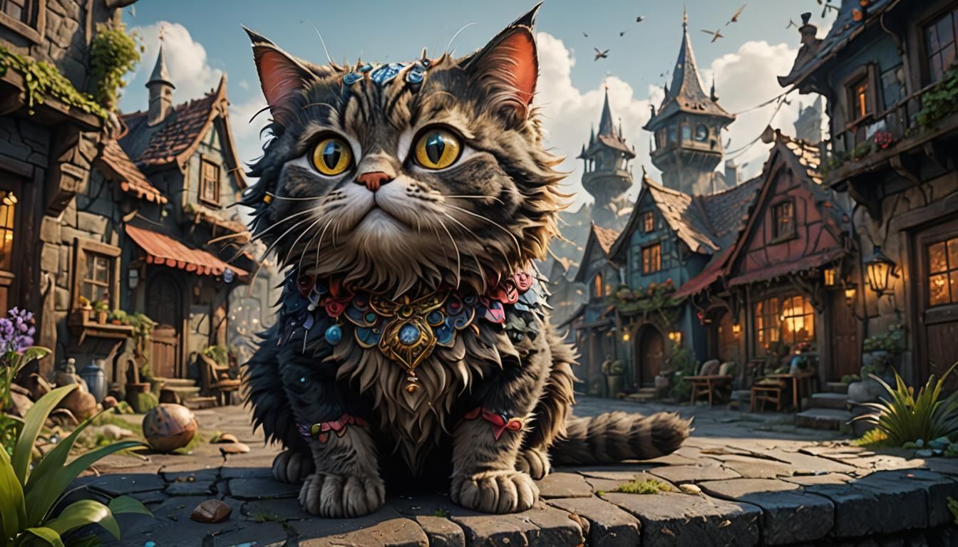 Funny Cat: Detailed Matte Painting in 8K