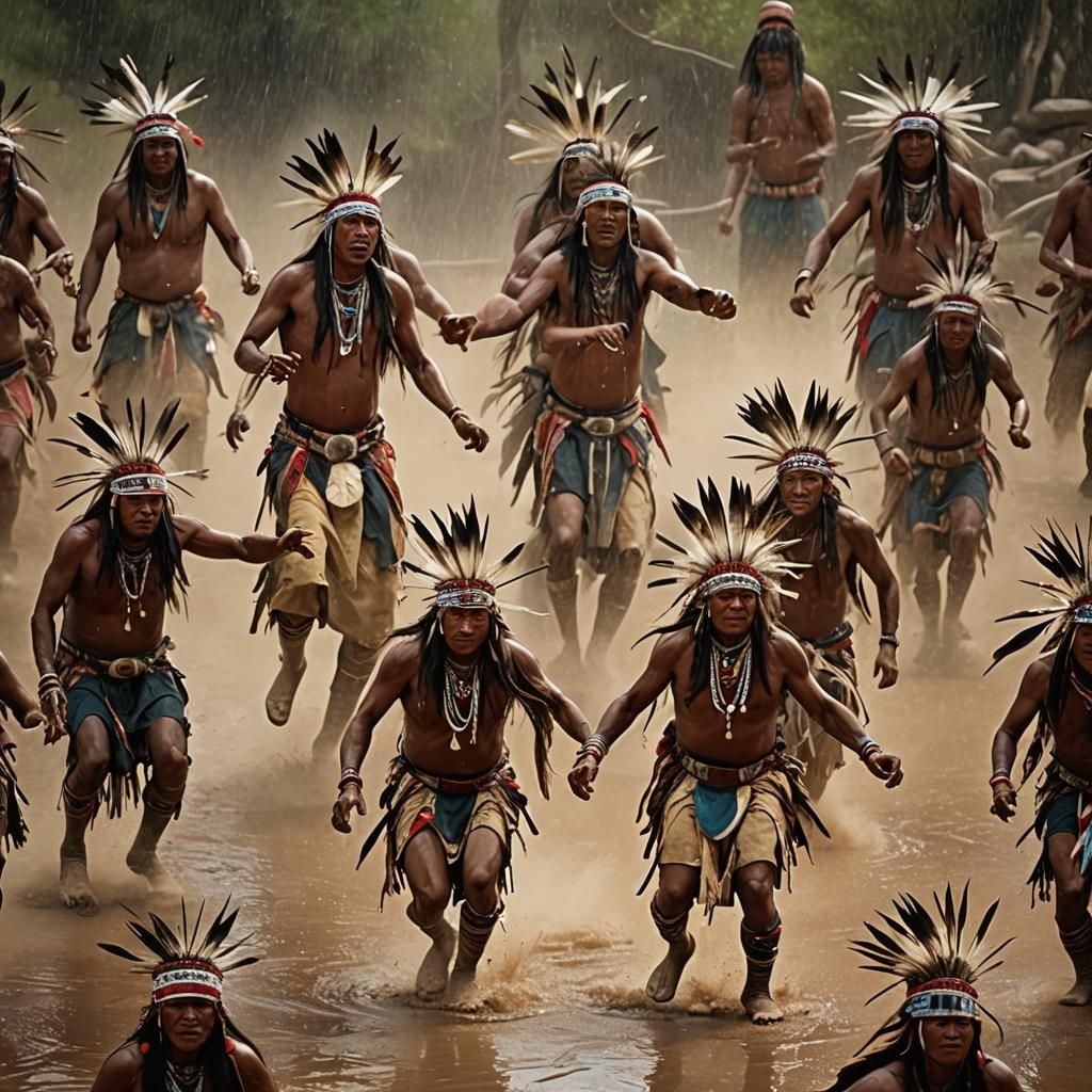 Vibrant Apache Tribe Rain Dance Ceremony