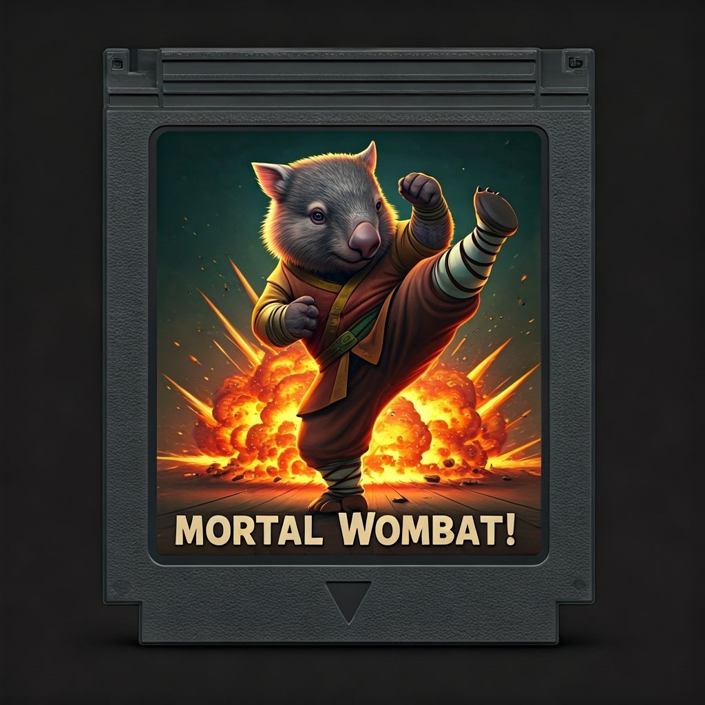 Mortal Wombat: Retro Game Cartridge Kung Fu Wombat