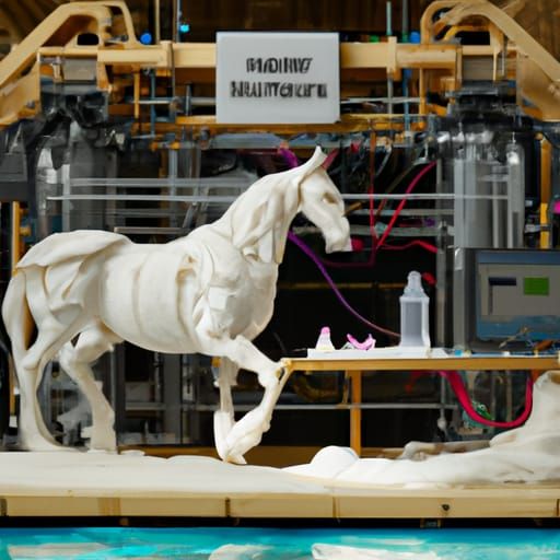 3D printer creating a WestWorld mechanical horse