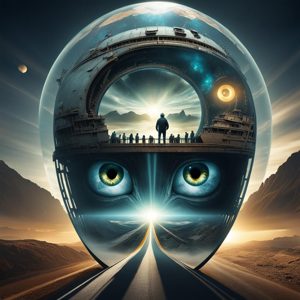 Alien Portrait: Hyperrealistic Double Exposure Art