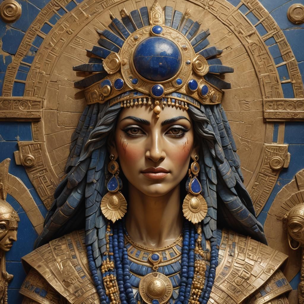 Ageless Babylonian Goddess Ninšar in Royal Regalia