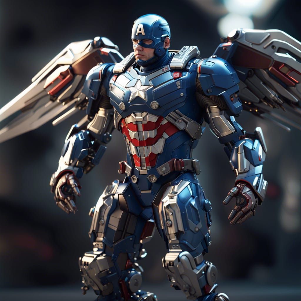 Captain America in a Futuristic Mech Suit