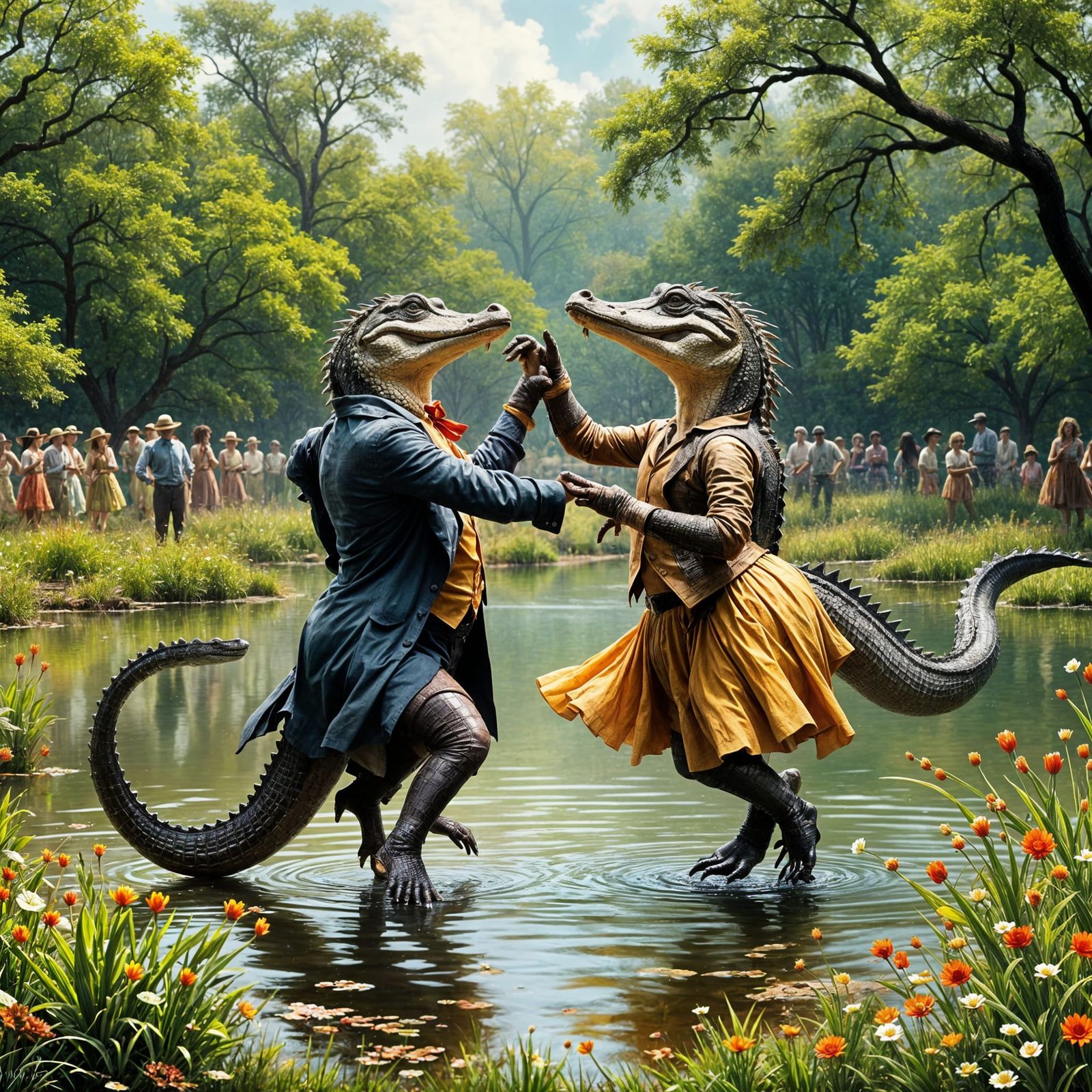 Two Alligators Dancing in a New York Park