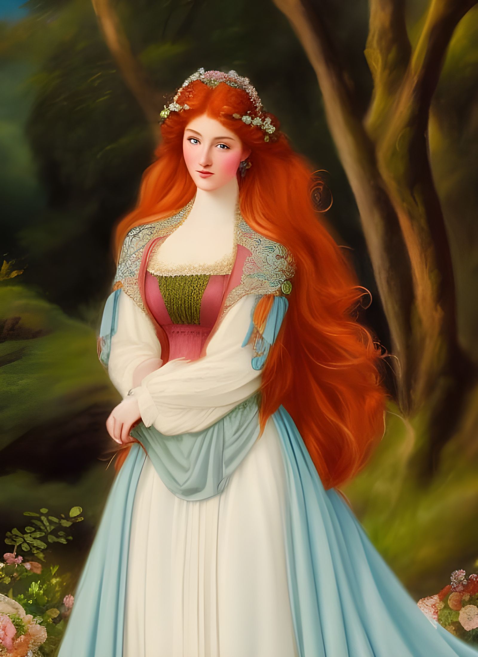 Gorgeous Irish Woman Portrait in Pastel Illustration