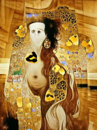 Golden Butterfly Woman in Klimt Style