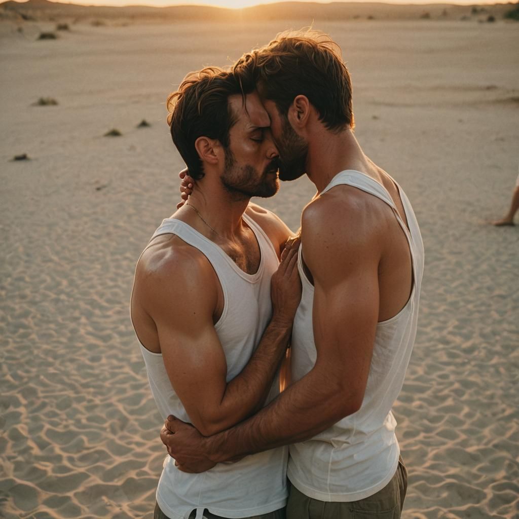 Sunset Embrace: A Cinematic Film Still