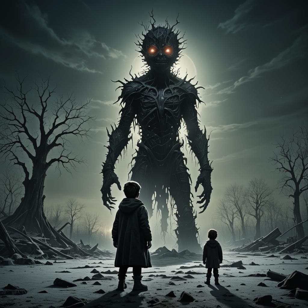 Nightmarish Creature Looms in Dark Surrealism