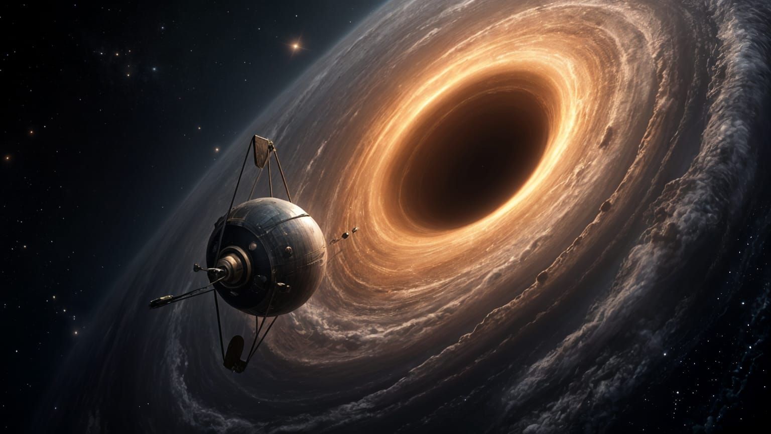 Voyager I Approaching a Black Hole: HDR Digital Art