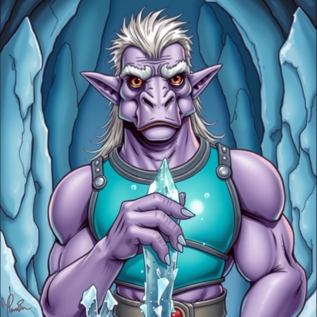 Ethereal Ice Castle Goddess with Lavender Skin and Turquoise...