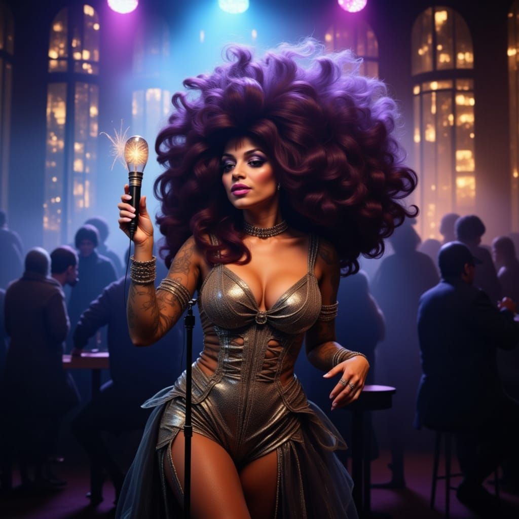 Drag Queen Sings on Stage in Smoke-Filled Club