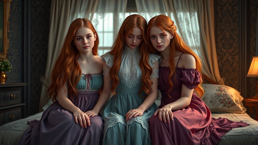 Sisters United in a Fantastical 19th Century Slumber