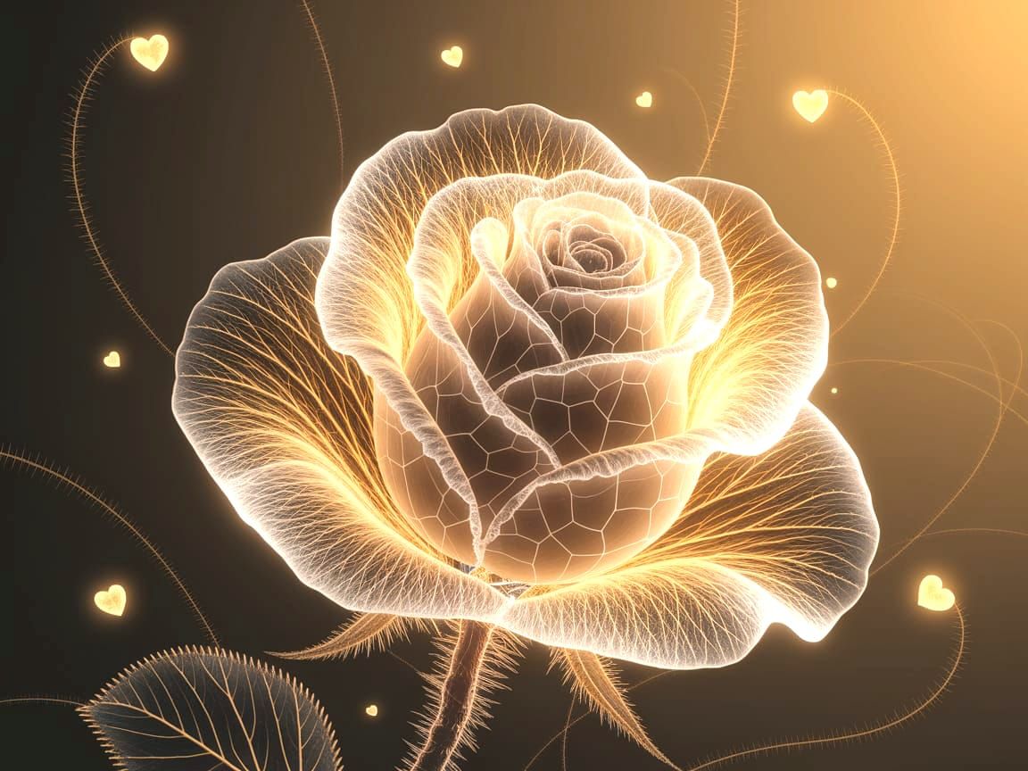 Golden Dream Rose in Stained Glass Fractal Style