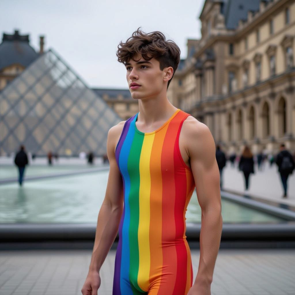 Rainbow Outfit near Louvre in Paris