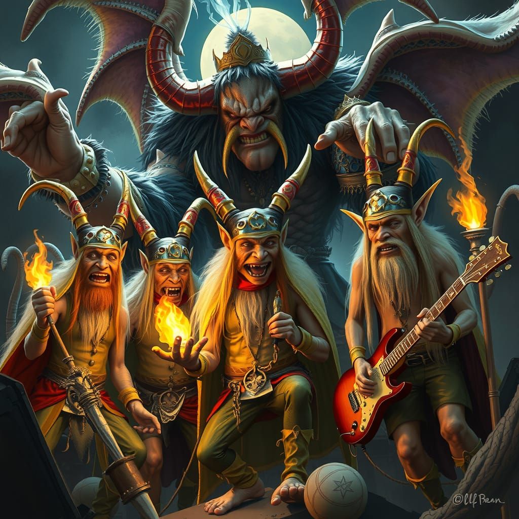 Trolls Metalhead Concert in Alphonse Mucha Style